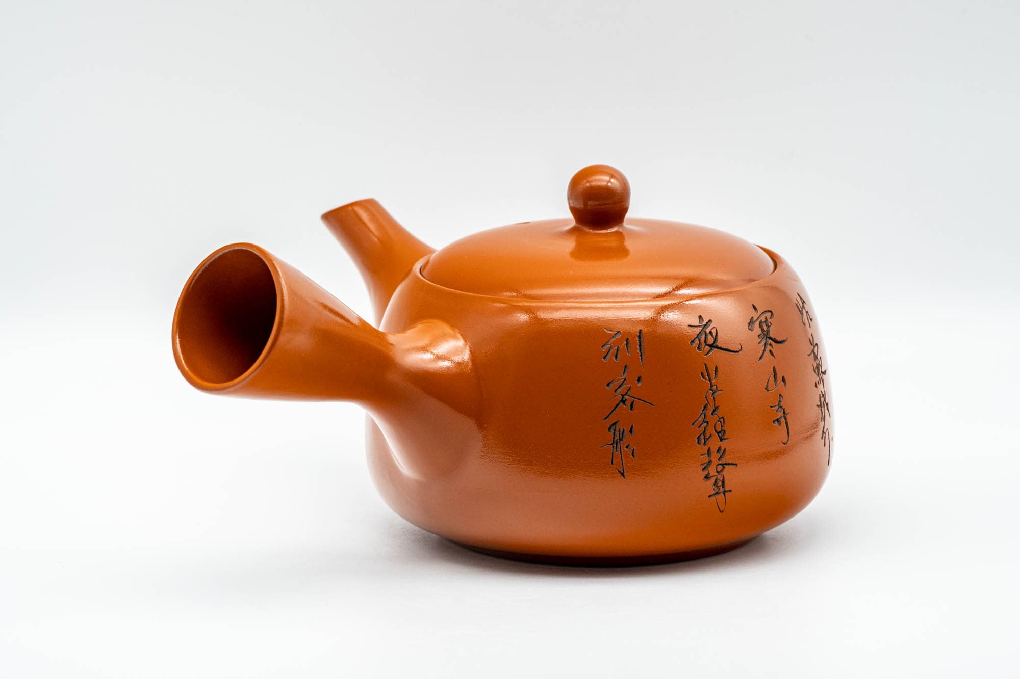 Japanese Kyusu - Kanji Engraved Tokoname-yaki Mesh Teapot - 400ml - Tezumi