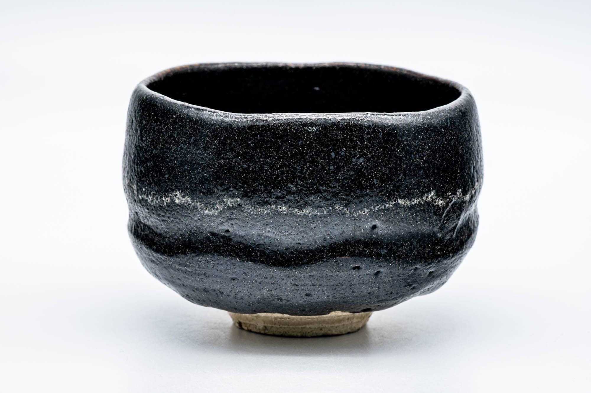 Japanese Matcha Bowl - Black Hand-Formed Undulating Raku-yaki Chawan - 300ml