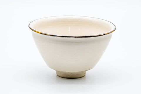 Japanese Matcha Bowl - Gold Rimmed White Shiro Tenmoku Kyo-yaki Chawan Kusayama 草山 - 300ml