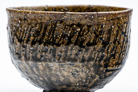 Tezumi — Japanese Matcha Bowl - Coarse Brown Glazed Chawan - 200ml — inverted showing the foot ring