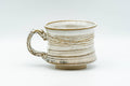 Tezumi — Japanese Teacup - Carved Exterior White Glazed Rear-Handled Ushirode Yunomi - 110ml — front view