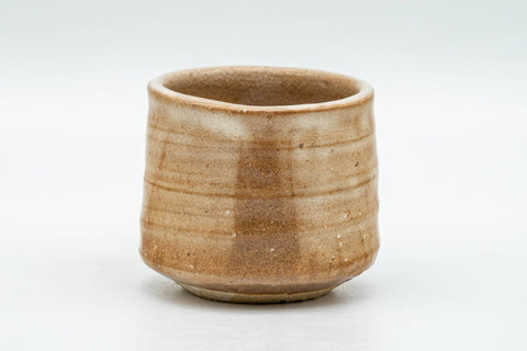Tezumi — Japanese Teacup - Beige Drip-Glazed Hagi-yaki Yunomi - 70ml — front view from another angle