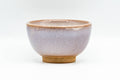 Japanese Teacup - Purple White Drip-Glazed Hagi-yaki Yunomi - 100ml - side view showing the lavender drip glaze