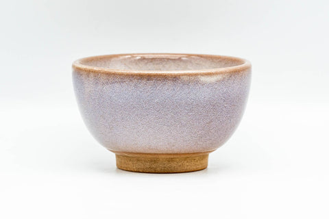 Japanese Teacup - Purple White Drip-Glazed Hagi-yaki Yunomi - 100ml - side view showing the lavender drip glaze