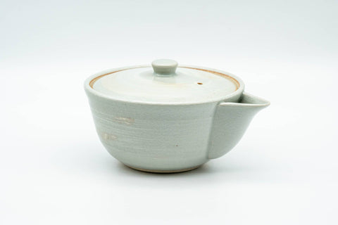 Japanese Houhin - Grey White Hakeme Ceramic Filter Handleless Teapot - 150ml - Tezumi