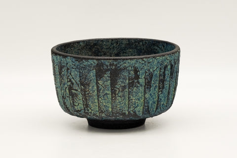 Faceted Blue-Green Kiyomizu-yaki Chawan