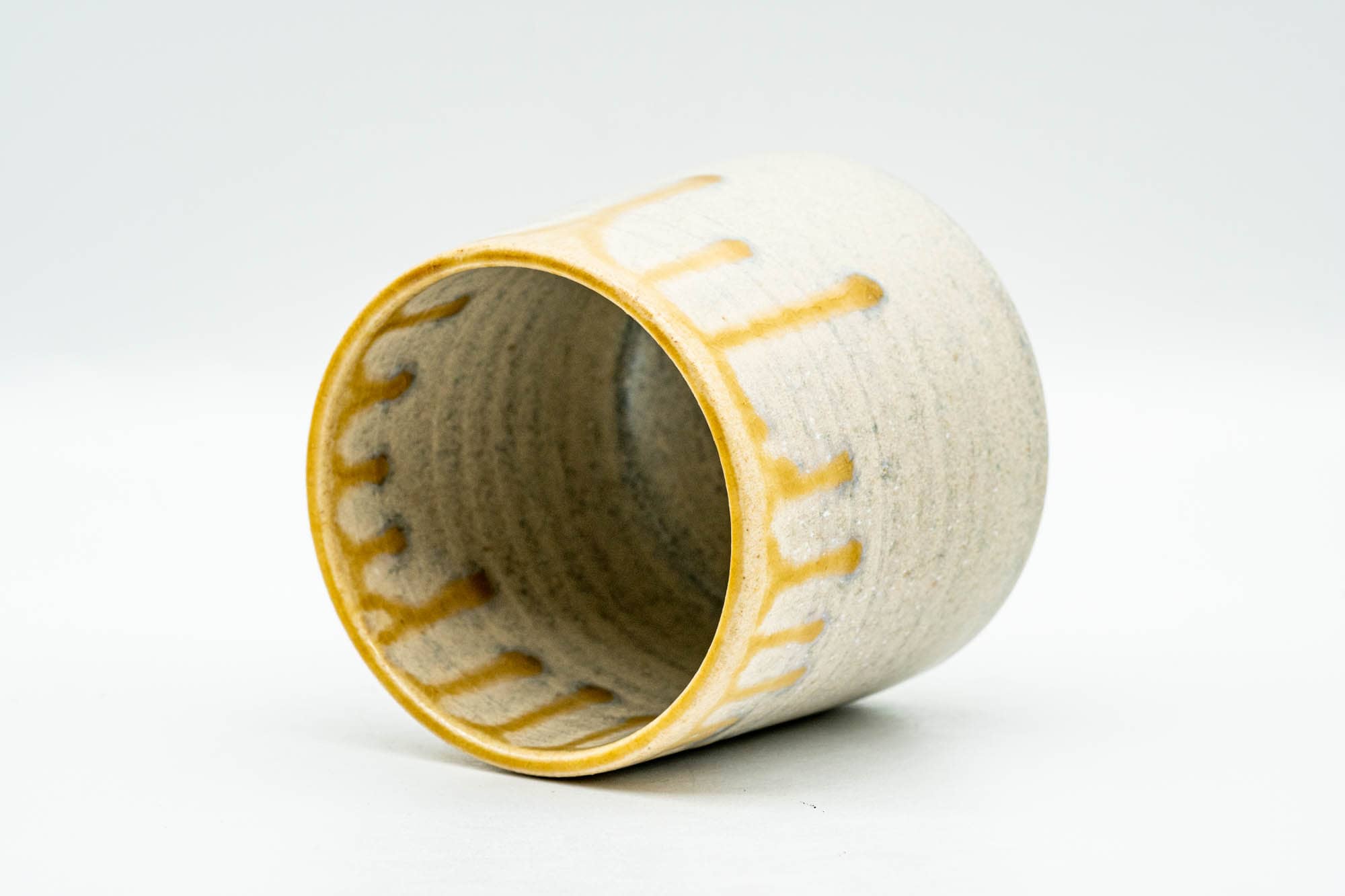 Japanese Teacup - Beige Yellow Drip-Glazed Yunomi - 150ml