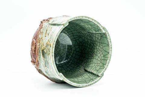 Japanese Mizusashi - Green Celadon Obori Soma-yaki Fresh Water Container - 750ml