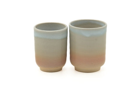 Tezumi — Japanese Teacups - Pair of Meoto Hagi Yunomi - 140ml — front view from another angle