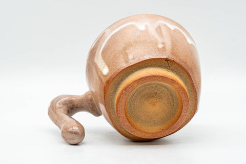 Tezumi — Japanese Teacup - Beige White Drip-Glazed Hagi-yaki Ushirode Yunomi - 110ml — top-down view of the interior