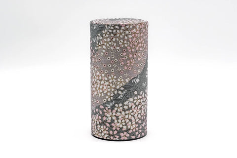 Pink White Floral Waves Washi Tea Canister - 200g