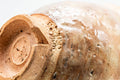 Japanese Teacup - Beige Milky Textured Hagi-yaki Yunomi - 100ml - closeup of the textured milky glaze