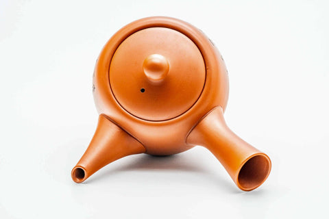 Japanese Kyusu - Calligraphy Engraved Red Shudei Tokoname-yaki Ceramic Filter Teapot - 350ml