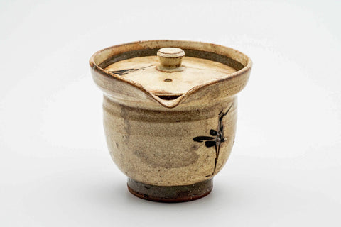 Japanese Shiboridashi - Beige Egret Kiyomizu-yaki Handle-less Teapot - 180ml