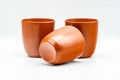 Japanese Teacups - Set of 3 Smooth Shudei Tokoname-yaki Yunomi - 125ml - the set of three with one cup on its side