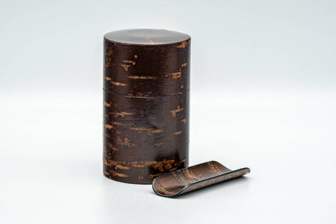 Japanese Chazutsu - Cherry Bark Sakura Wood Weathered Metal Interior Tea Canister - 200ml - Tezumi