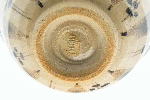 Japanese Teacup - Floral Green Drip-Glazed Oribe-yaki Guinomi - 50ml