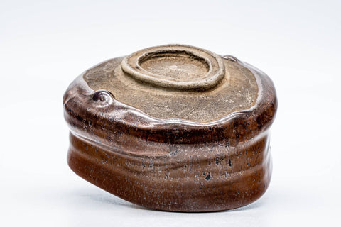 Japanese Matcha Bowl - 風山 - Red Oil Spot Glazed Kutsu-gata Chawan - 200ml