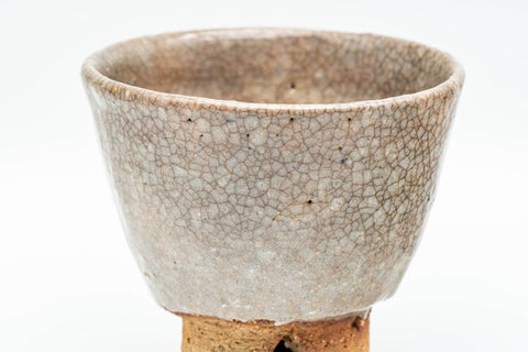 Japanese Teacup - Milky Grey Glazed Hagi-yaki Yunomi - 125ml - closeup showing the milky grey glaze