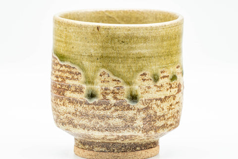 Japanese Teacup - Brown Textured Green Drip-Glazed Yunomi - 170ml