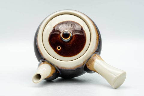 Japanese Kyusu - Brown Yellow Drip-Glazed Debeso Teapot - 275ml - Tezumi