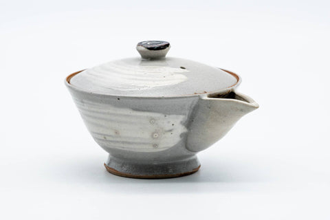 Japanese Houhin - Weathered Grey White Hakeme Glazed Clay Teapot - 80ml
