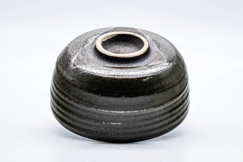 Tezumi — Japanese Matcha Bowl - Dark Green Spiraling Wabi-Sabi Chawan - 300ml — top-down view of the interior