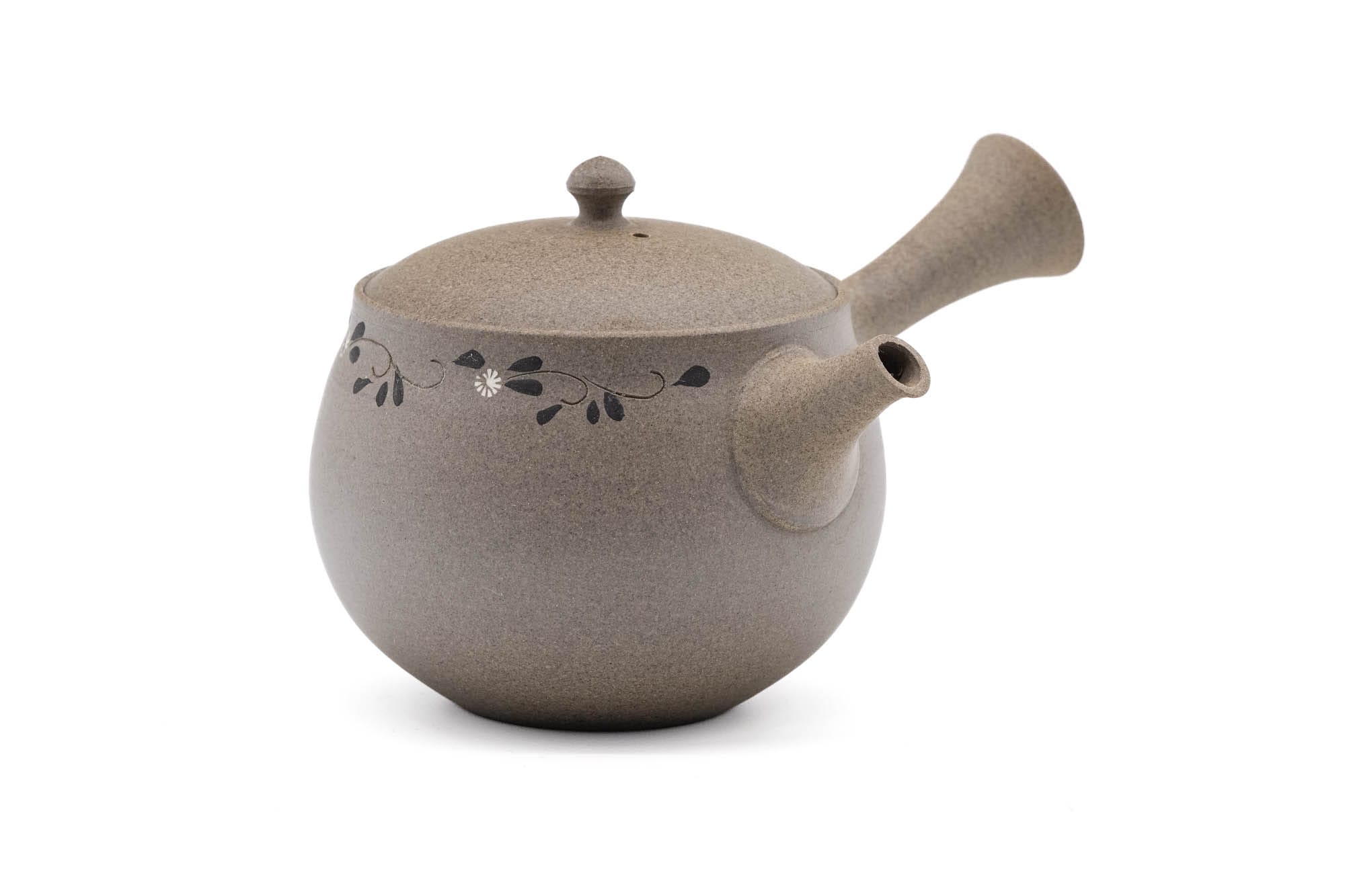 Japanese Kyusu - 都築豊 Tsuzuki Yutaka - Floral Yakishime Tokoname-yaki Teapot - 320ml