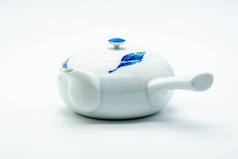 Japanese Kyusu - Blue Orange Leaves Arita-yaki Porcelain Teapot - 350ml