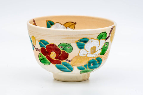 Japanese Matcha Bowl - 中村与平 Yohei Nakamura - Camellia Floral Kyo-yaki Chawan - 400ml