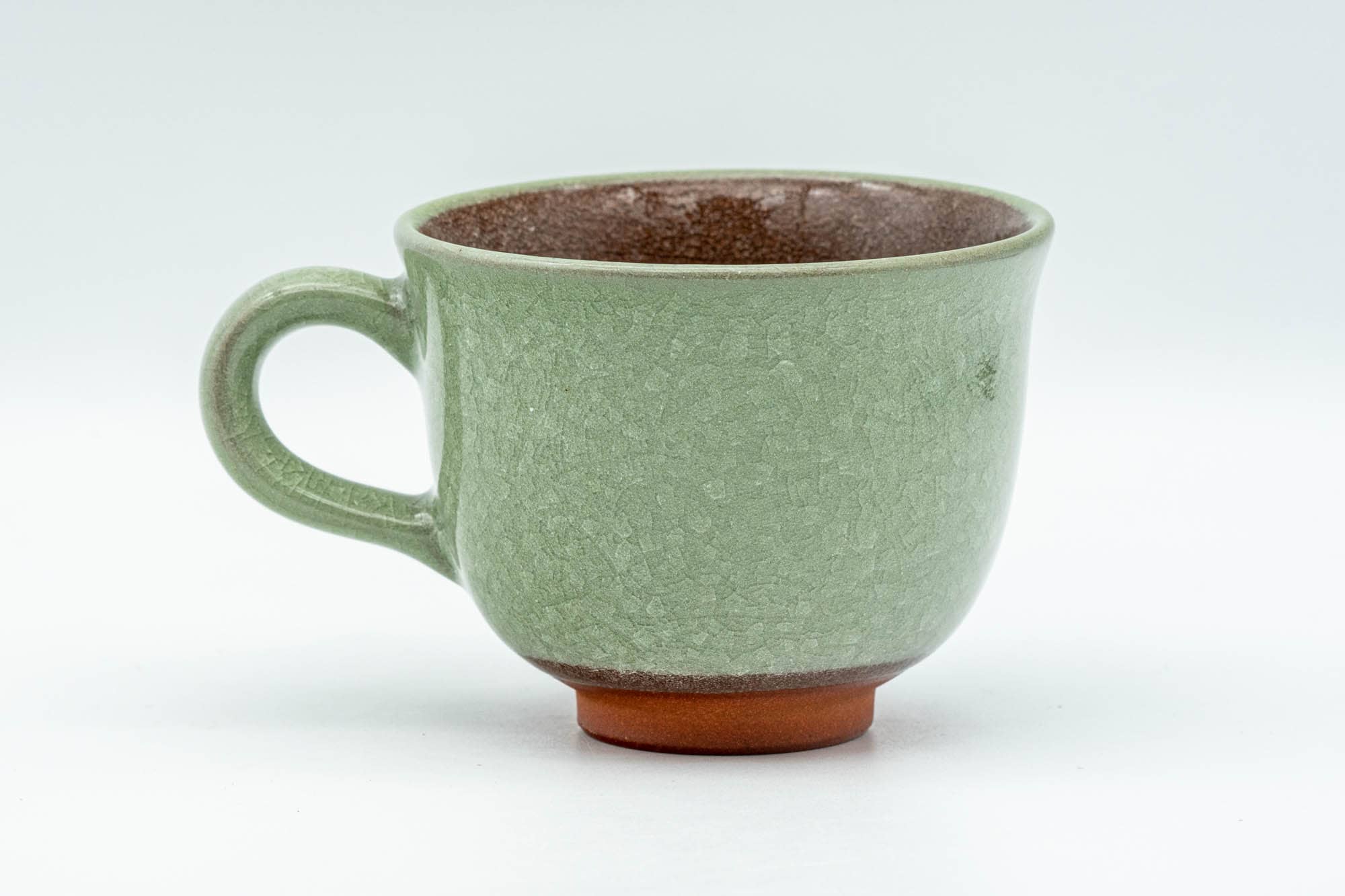 Japanese Teacup - Floral Green Celadon Ushirode Yunomi - 150ml - Tezumi