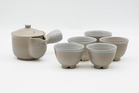 Tea Set - Hagi-yaki Kyusu Teapot with 5 Yunomi Teacups