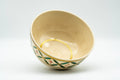 Japanese Matcha Bowl - Beige Green Geometric Kyo-yaki Chawan 200ml - angled view into the interior