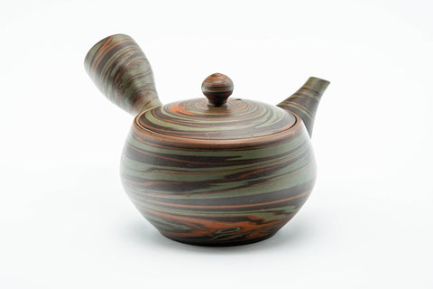 Japanese Kyusu - Glossy Green Nerikomi Tokoname-yaki Mesh Teapot - 230ml
