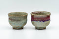 Japanese Teacups - Pair of Blue Purple Drip-Glazed Yunomi - 90ml - the pair viewed from another angle