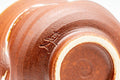 Tezumi — Japanese Teacups - Pair of Orange White Textured Glazed Yunomi - 100ml — tipped to show the interior
