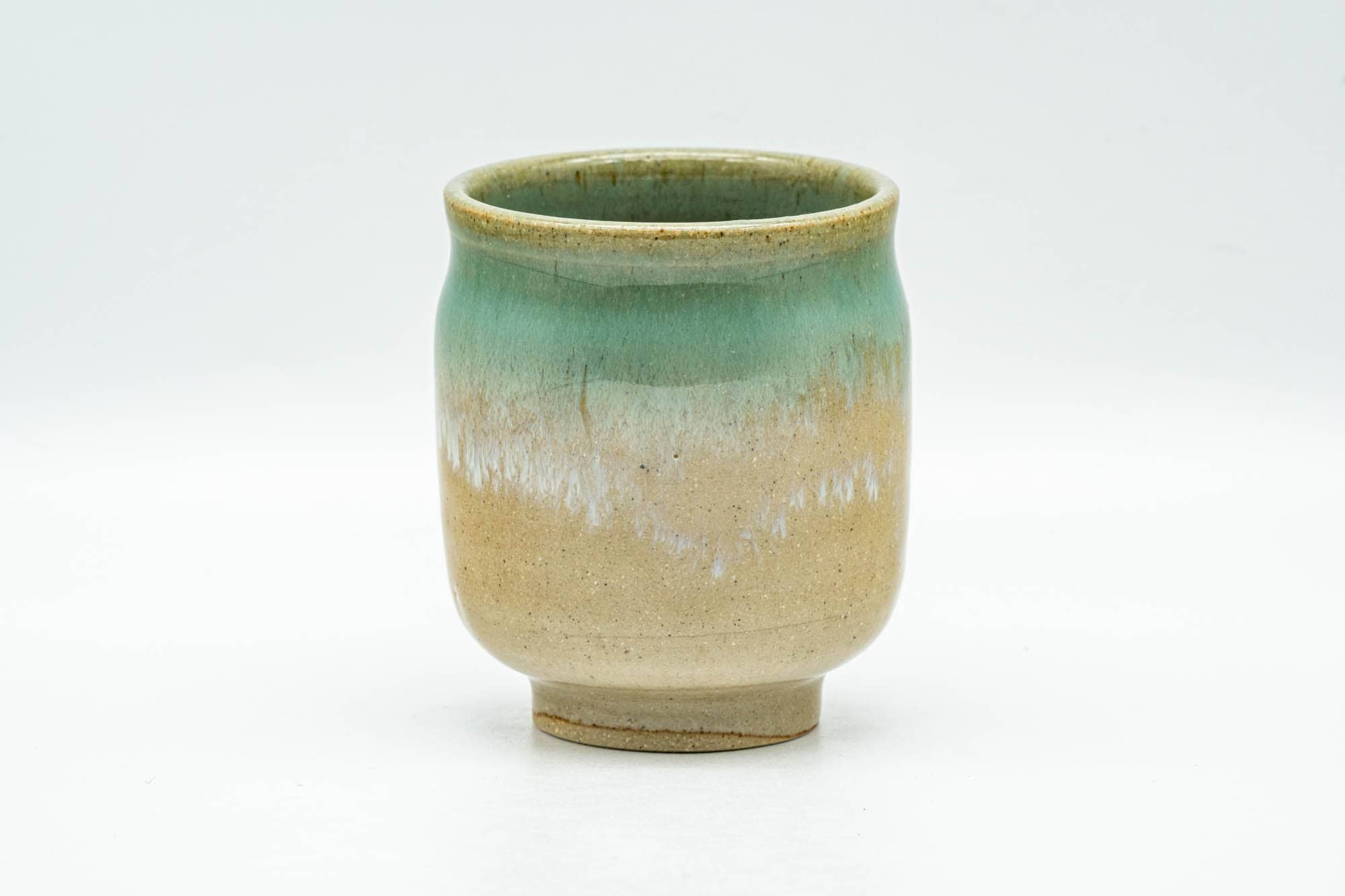 Japanese Teacup - Beige Turquoise and White Drip-Glazed Agano-yaki Yunomi - 125ml - Tezumi