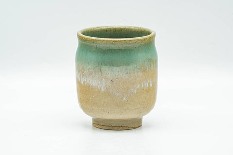 Japanese Teacup - Beige Turquoise and White Drip-Glazed Agano-yaki Yunomi - 125ml - Tezumi