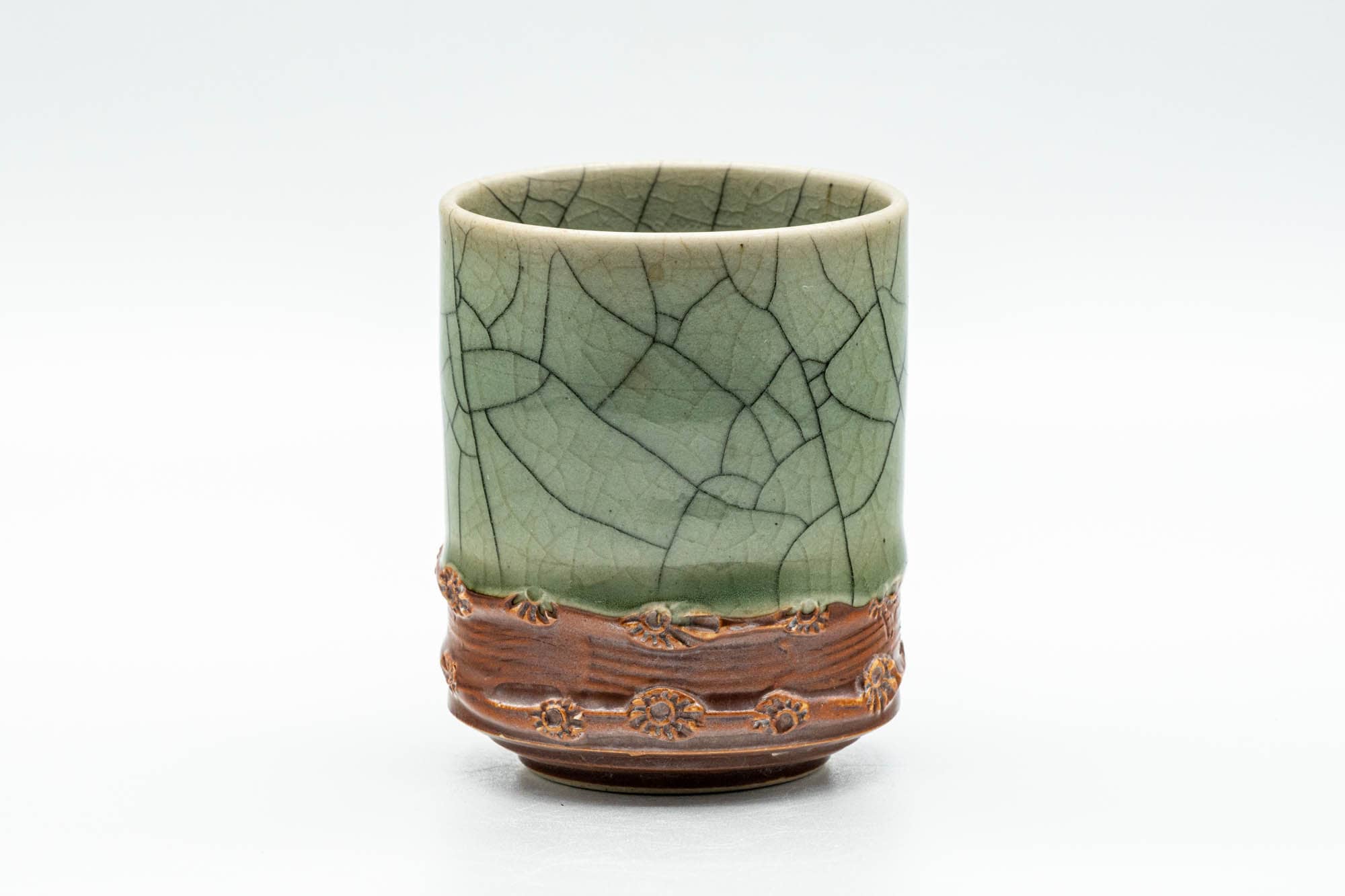 Japanese Teacup - Celadon Glazed Obori Soma-yaki Yunomi - 100ml