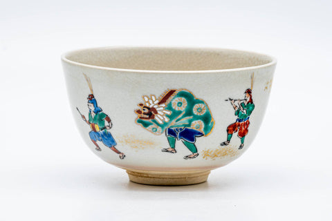 Tezumi — Japanese Matcha Bowl - Parading Musicians Kyo-yaki Chawan - 200ml — front view from another angle