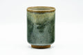 Japanese Teacup - Green Hare's Fur Drip-Glazed Yunomi - 190ml - slightly angled side view of the cup