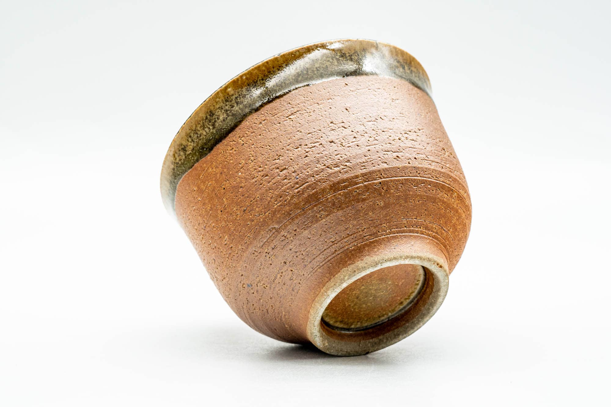 Japanese Teacup - Large Orange Stoneware Brown Glazed Yunomi - 190ml
