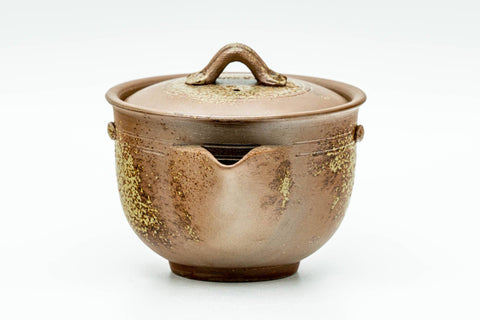 Japanese Tea Set - 木村陶峰 Kimura Touhou - Ash Glazed Bizen-yaki Houhin Teapot with Yuzamashi Water Cooler and 5 Guinomi Teacups