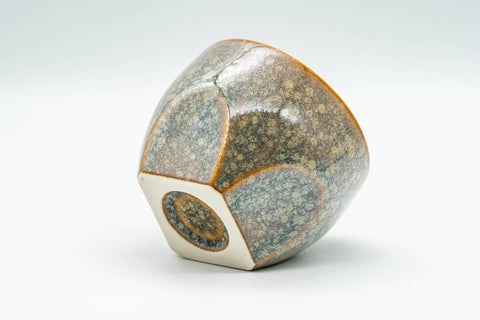 Japanese Teacup - Green Glazed Geometric-shaped Yunomi - 100ml