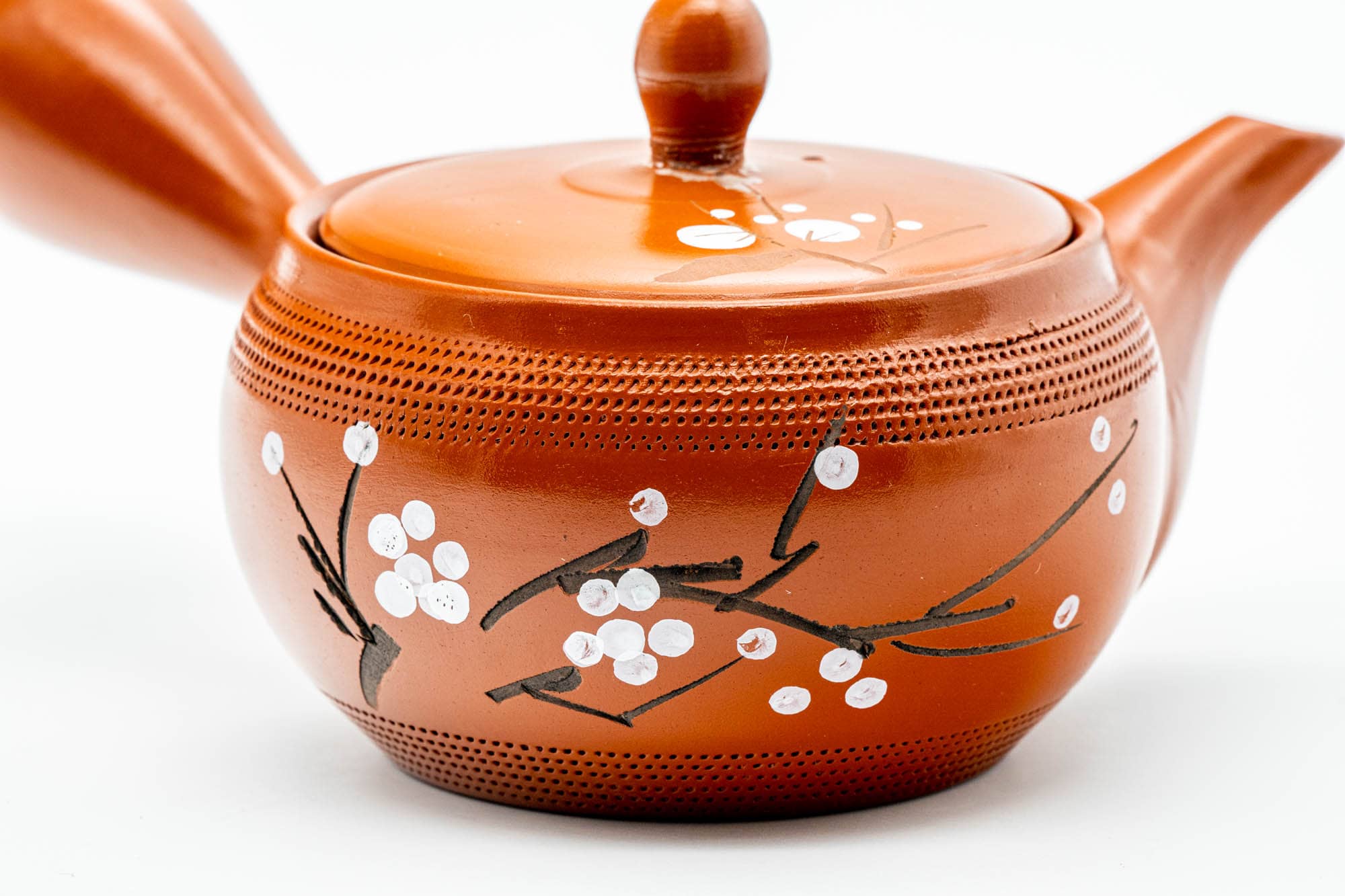 Japanese Kyusu - Ume Plum Blossom Textured Tokoname-yaki Mesh Teapot - 275ml
