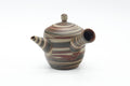 Tezumi — Japanese Kyusu - Green Red White Nerikomi Tokoname Teapot - 310ml — three-quarter view from the opposite side