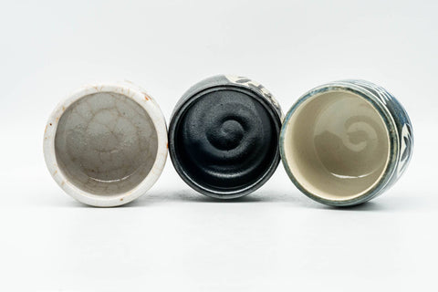 Tezumi — Japanese Teacups - Set of 3 Uniquely Handmade Yunomi - 75ml — three-quarter view