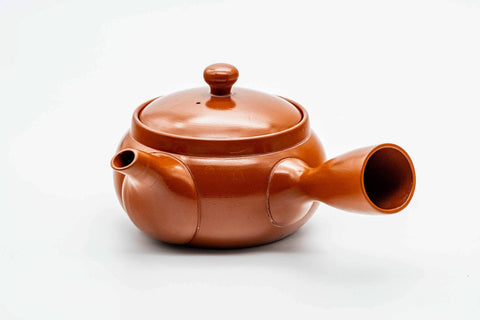 Japanese Kyusu - Calligraphy Engraved Red Shudei Tokoname-yaki Mesh Teapot - 325ml