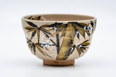 Japanese Matcha Bowl - 中村与平 Yohei Nakamura - Gold Bamboo Yukitake Kyo-yaki Chawan - 250ml