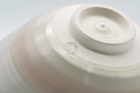 Japanese Matcha Bowl - Beige Pink Spiraling Kyo-yaki Summer Chawan - 150ml